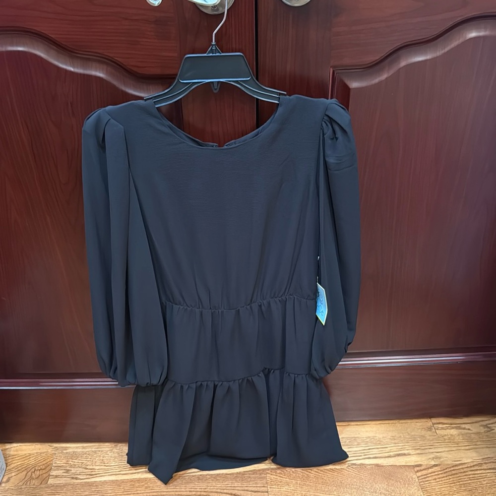 NWT Cece black shirt tiered dress